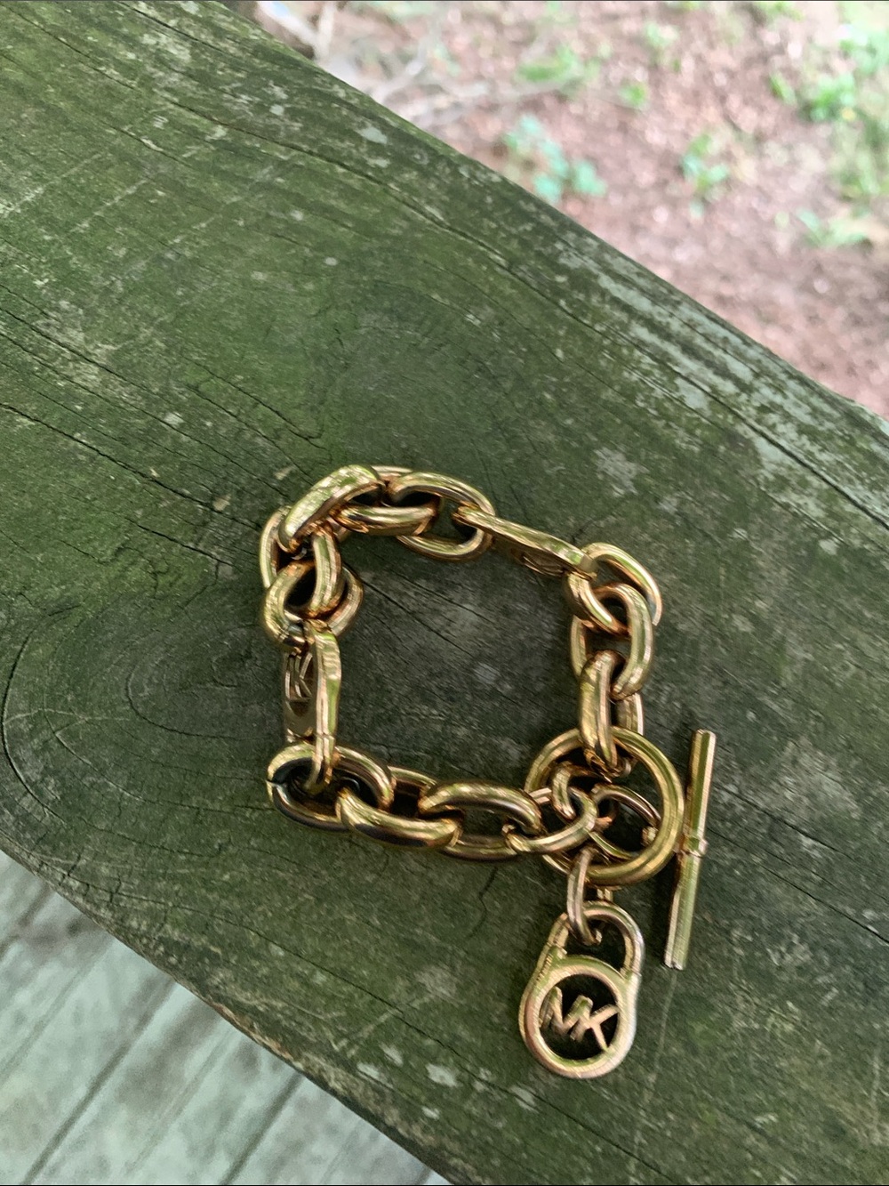 Michael Kors Rose Gold Link Bracelet with MK Logo Charms